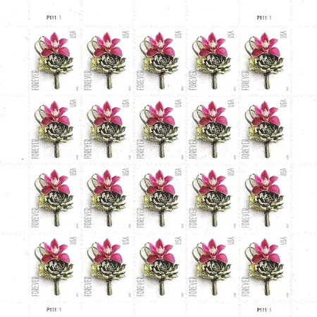 100 Contemporary Boutonniere flower 2020 - 5 Sheets 100 Pcs Unused Stamps for Mailing hot